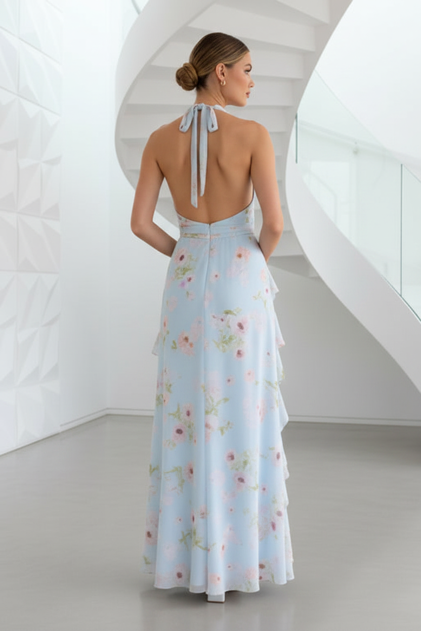 V-Neck Floral Printed Summer Dress