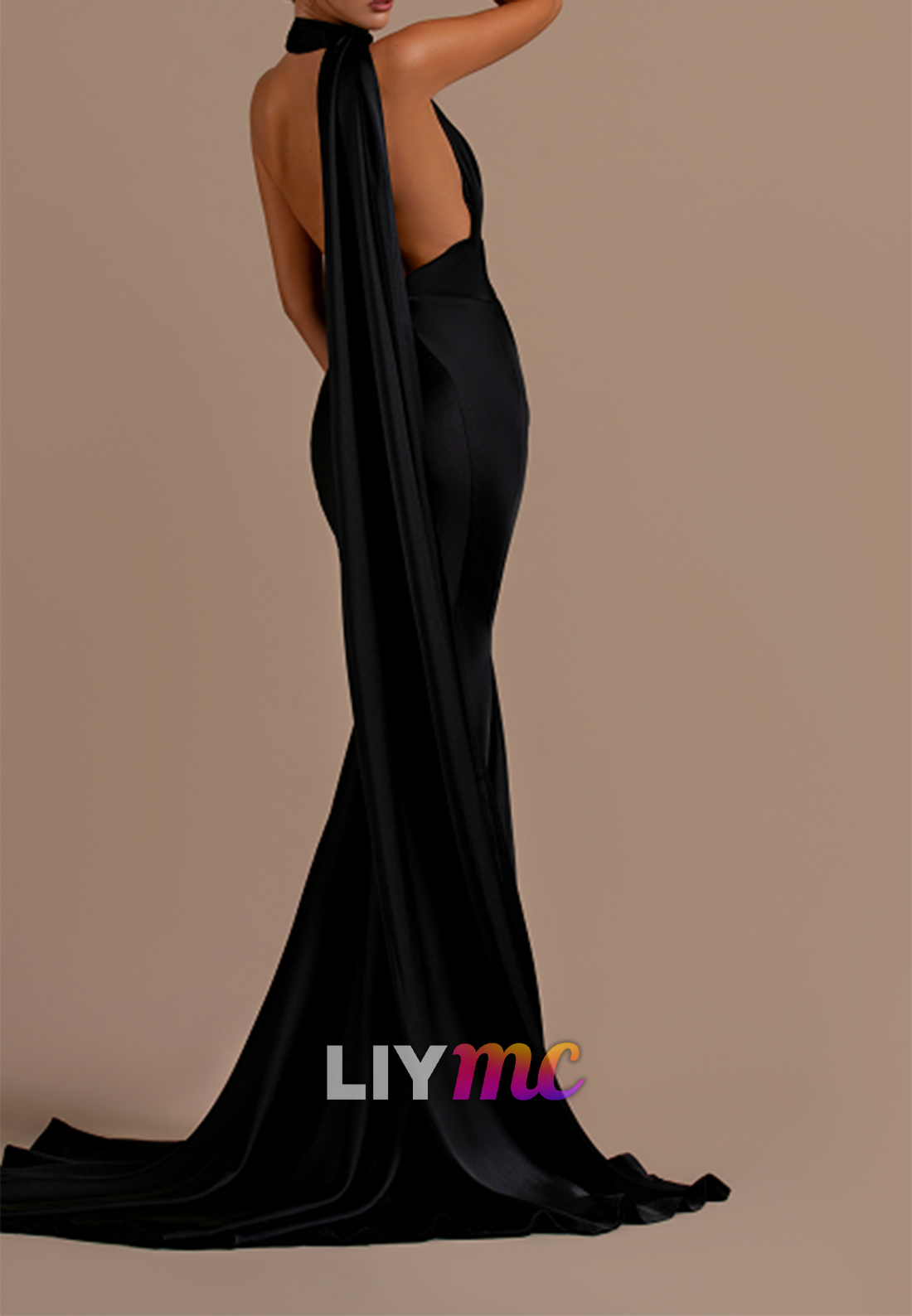 Halter Sleeveless Sleek Fitted Mermaid Long Prom Dress