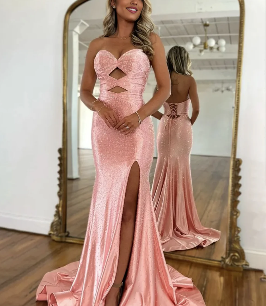 Sweetheart Sleeveless Illusion Beaded Sparkly Mermaid Prom Dress