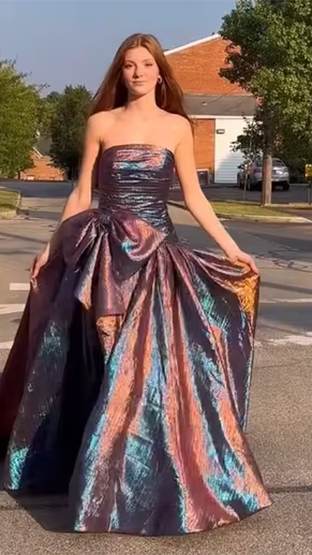 Straight Across Sleeveless Bowknot A-Line Prom Dress