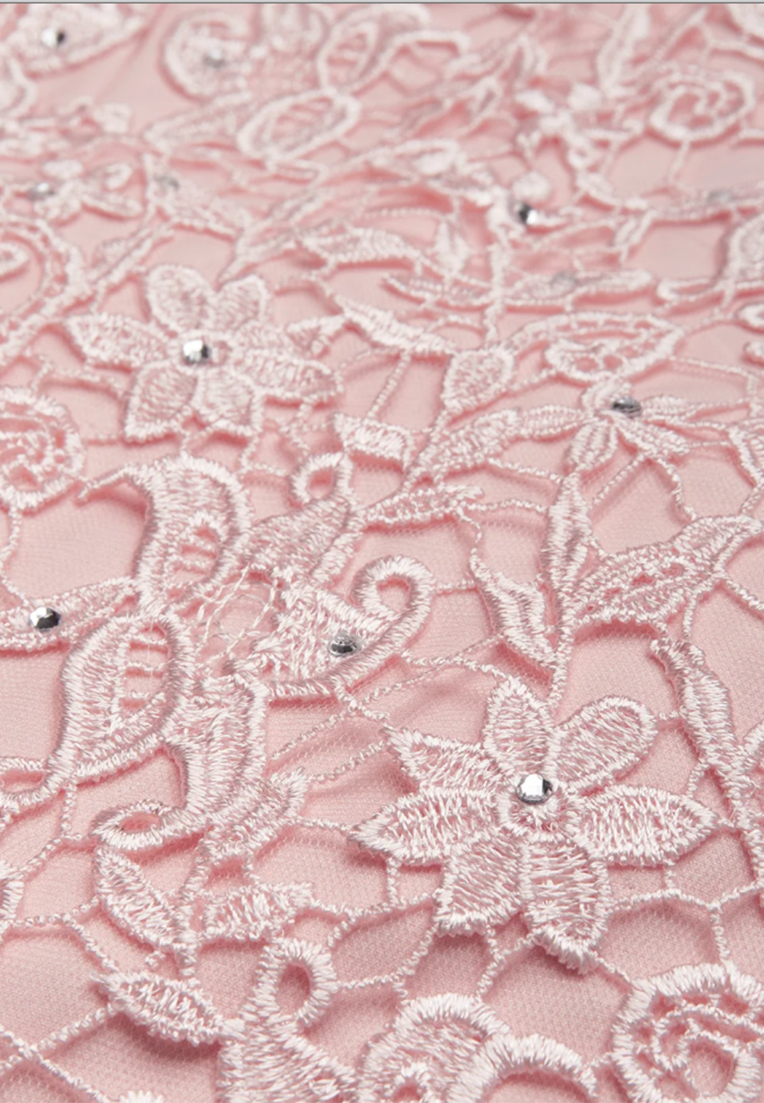 Pink Lace Hotfix Embellished Classic V Neck Sleeveless Sheath Midi Dress
