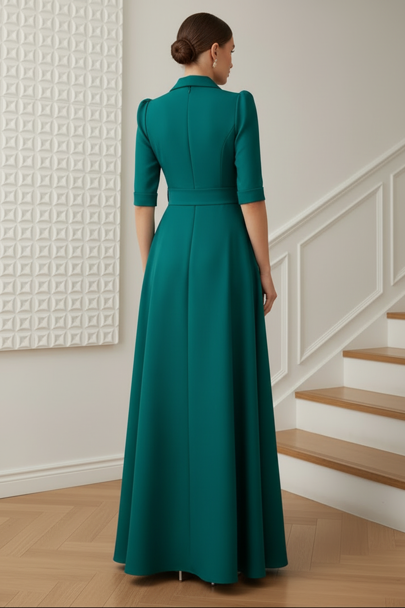 V-Neck Long Sleeves A-Line Mother of Bride Dress