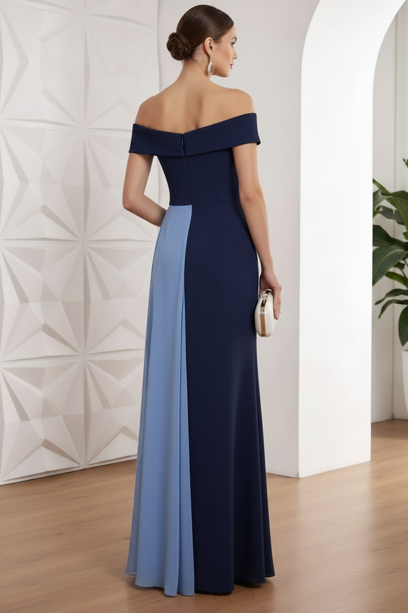 Off-Shoulder Ruffles Sheath Mother of Bride Dress