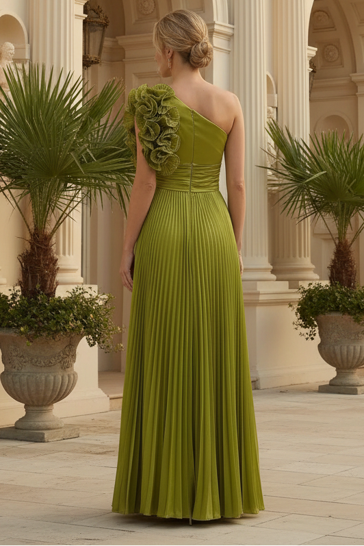 A-Line One-Shoulder Sleeveless Floor-Length Mother Of The Bride Dresses With Ruffle