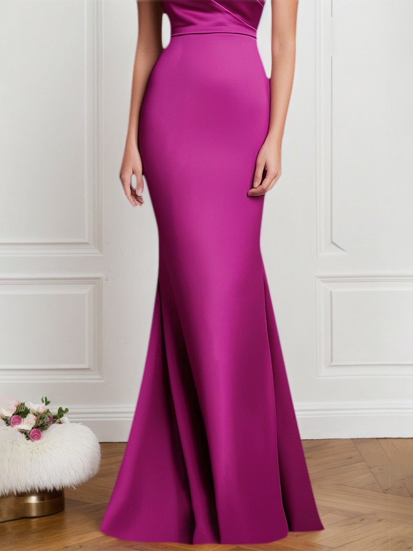 Formal Evening Dress Purple Satin Off The Shoulder Maxi Dress