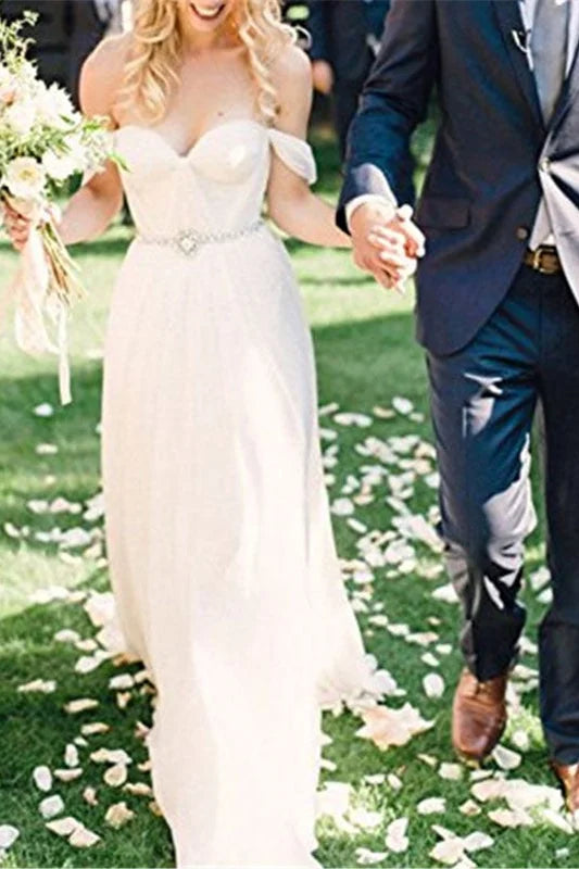 Chiffon Wedding Off-the-Shoulder Dress