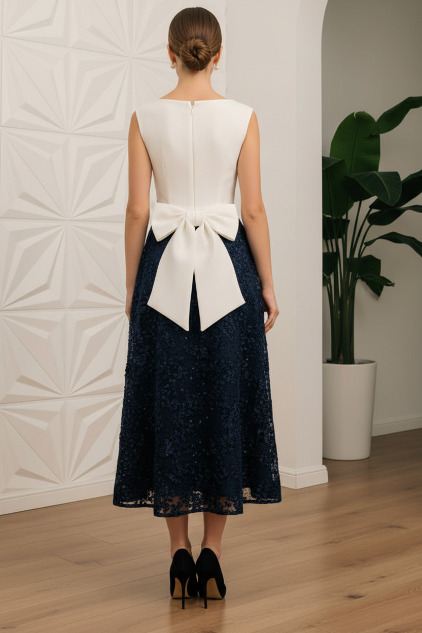 Asymmetrical Cap Sleeves Appliques A-Line Mother of Bride Dress