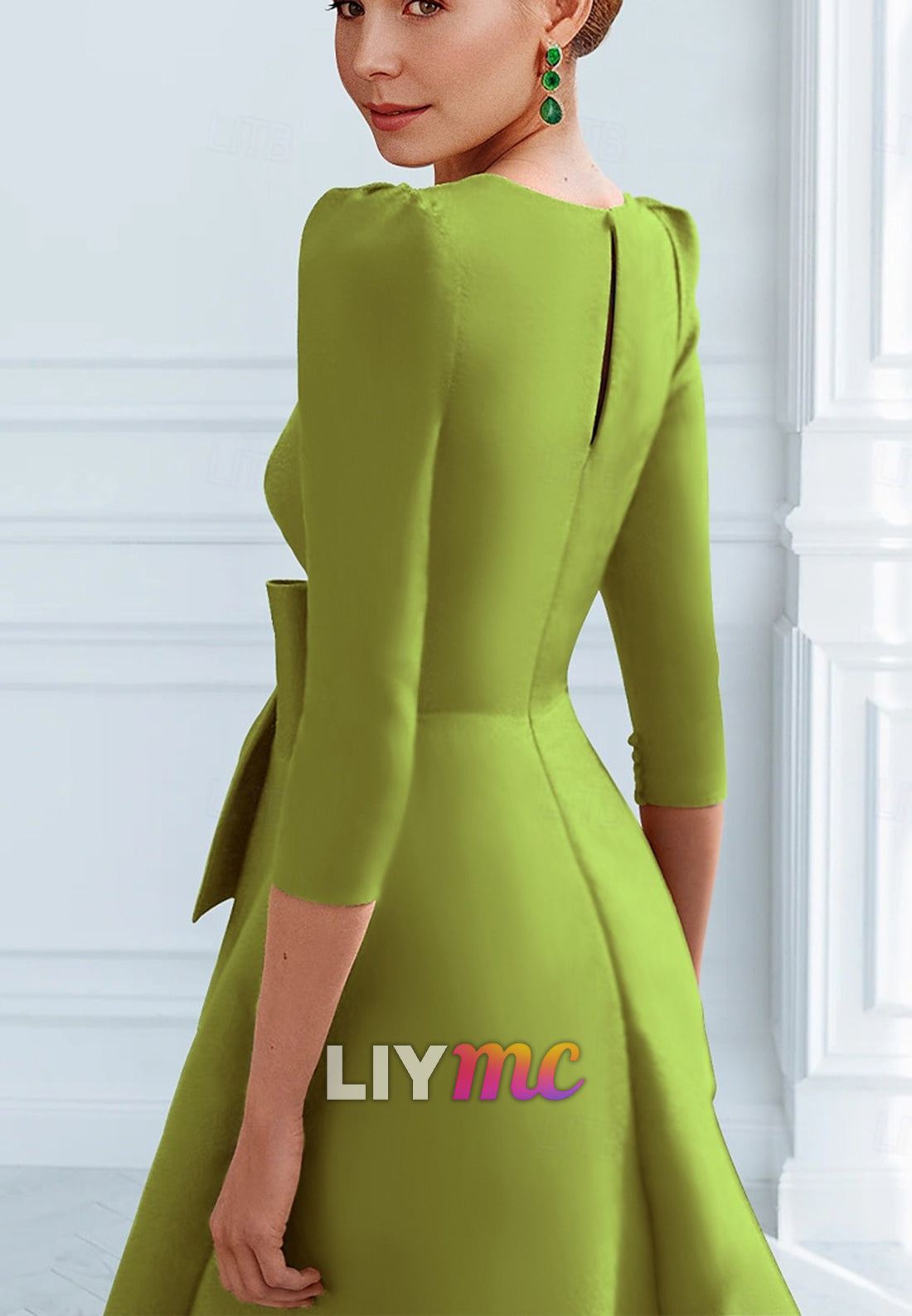 A-Line Cocktail Dresses Elegant Dress Formal Ankle Length V Neck Pocket with Bow