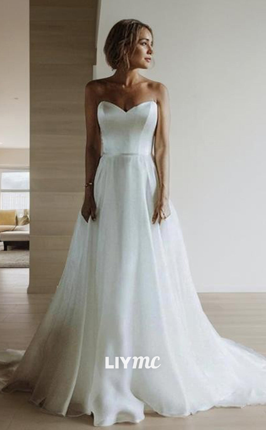 LW642 - A-Line Princess Sweetheart Sweep Train Organza Wedding Dresses Liymc LW642 - A-Line Princess Sweetheart Sweep Train Organza Wedding Dresses Liymc