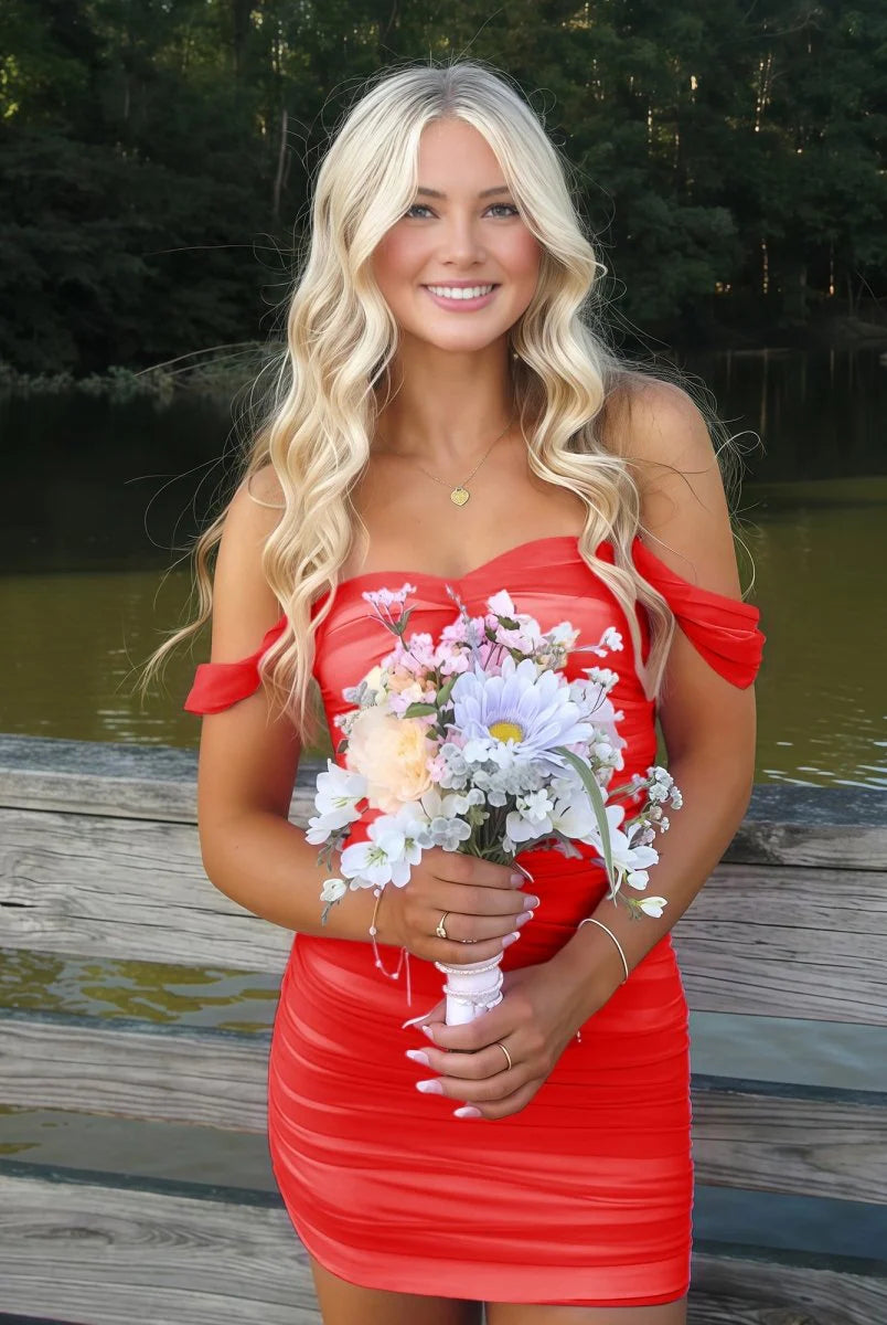 Sweetheart Pleated Fitted Bodycon Sheath Party Homecoming Dress
