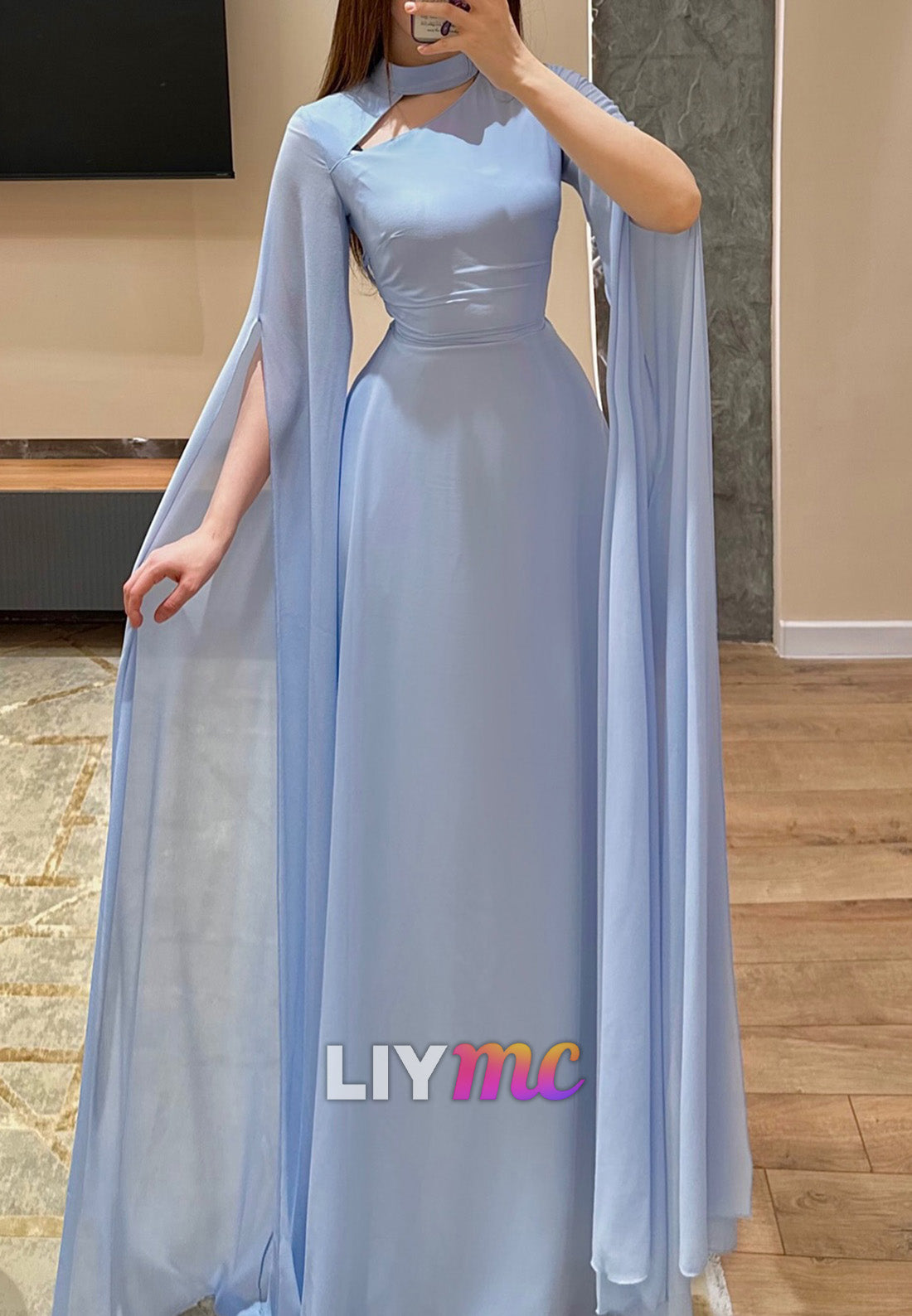 Asymmetrical Long Sleeves Sheath Wedding Guest Dress