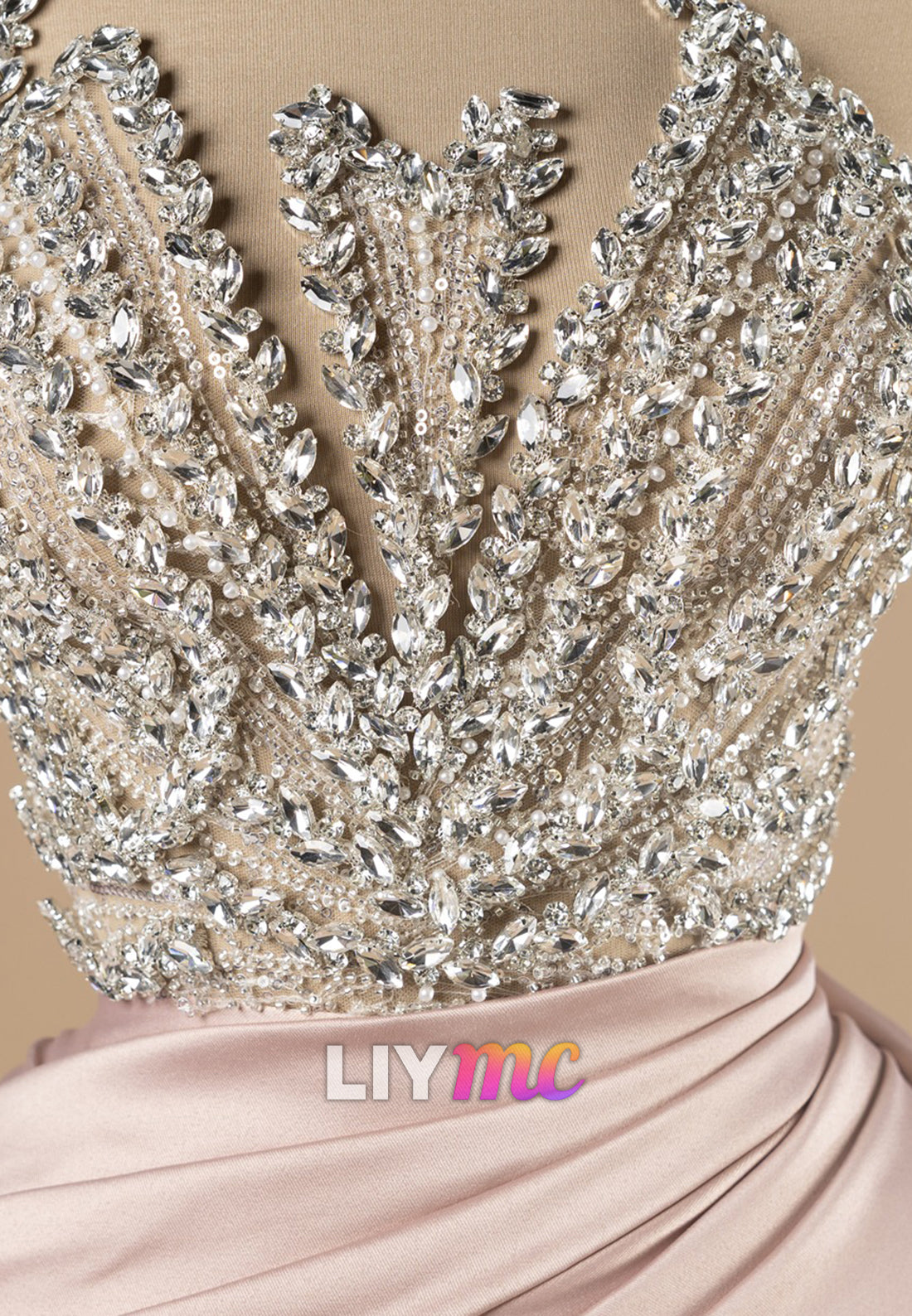 Asymmetrical Rhinestones Mermaid Prom Dress