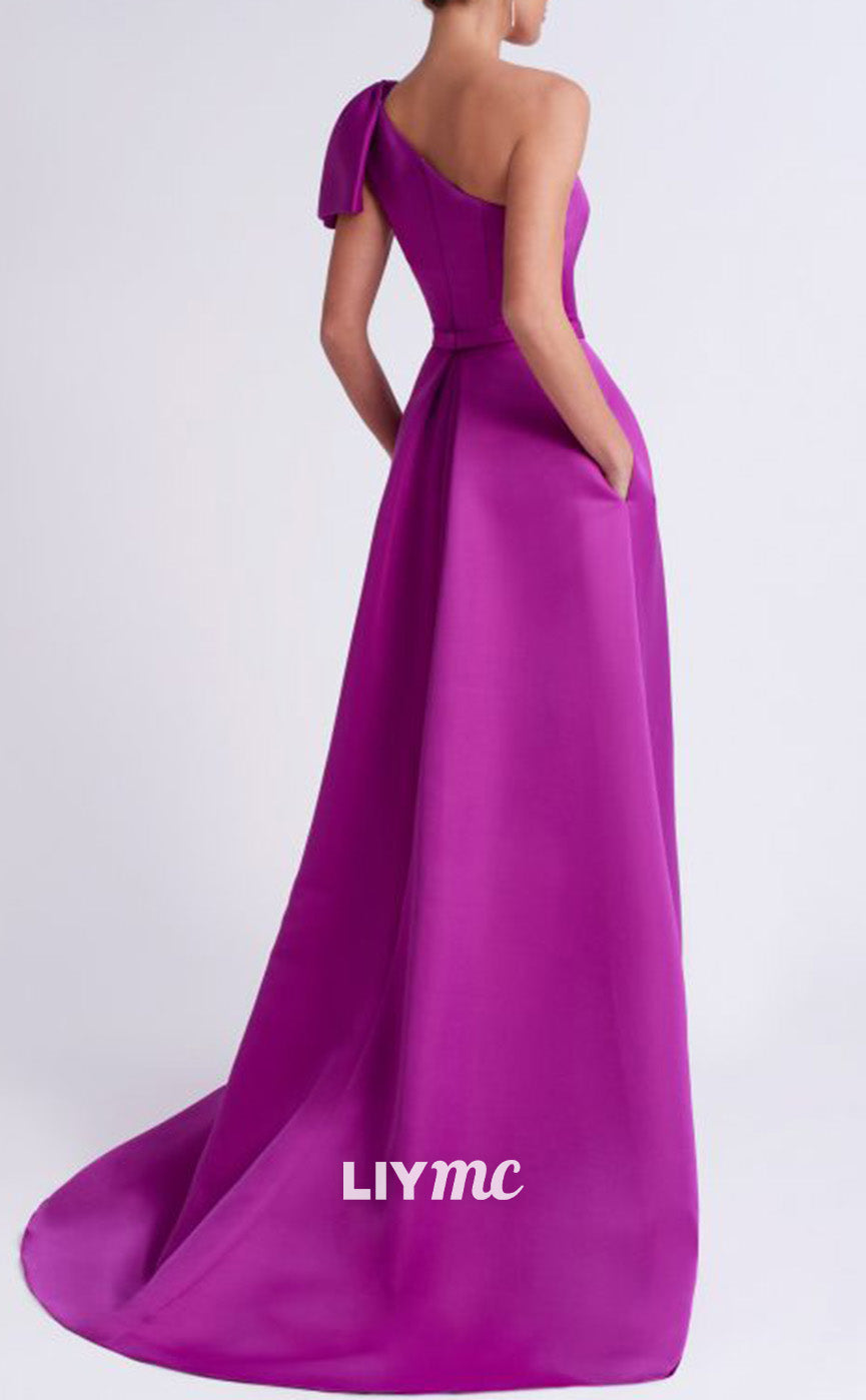 M1243 - Asymmetrical Sleeveless A-Line Pleated Bowknots Mother of Bride Dress Cocktail Dress