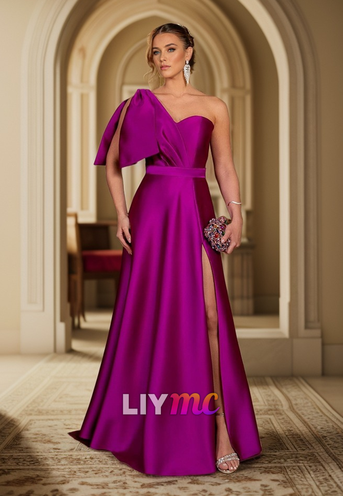 LP2286 - Asymmetrical Sleeveless Pleated A-Line Satin Prom Dress Liymc LP2286 - Asymmetrical Sleeveless Pleated A-Line Satin Prom Dress Liymc