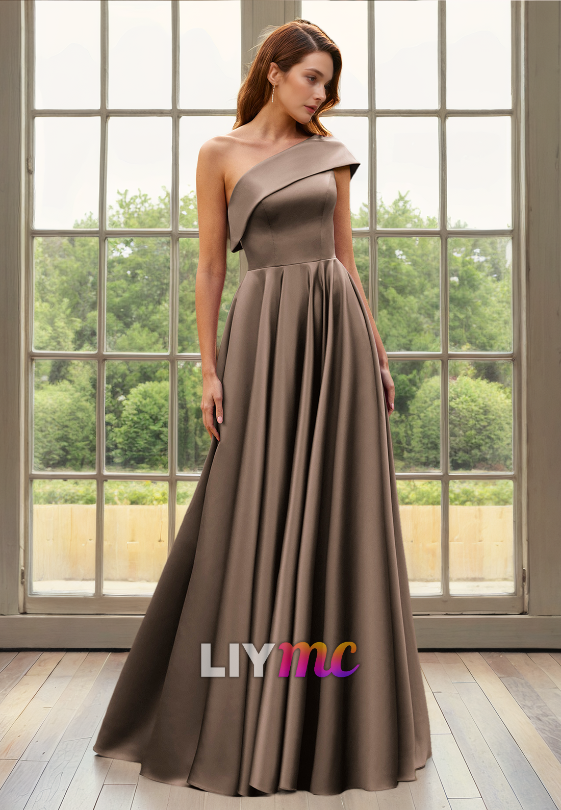Asymmetrical Sleeveless Pleated A-Line Sleek Satin Mother of Bride Dress Cocktail Dress