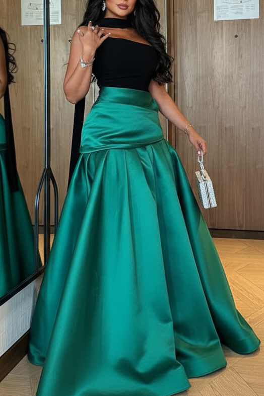 Asymmetrical Sleeveless Pleated Sleek A-Line Evening Dress