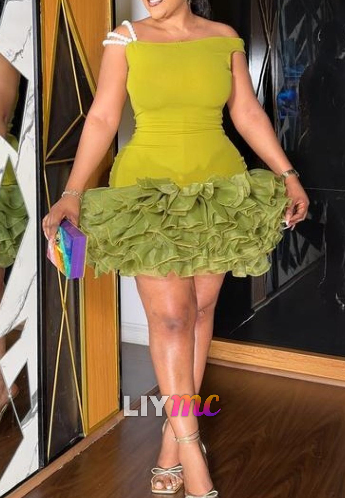 Asymmetrical Sleeveless Tiered Ruffles Sheath Party Homecoming Dress