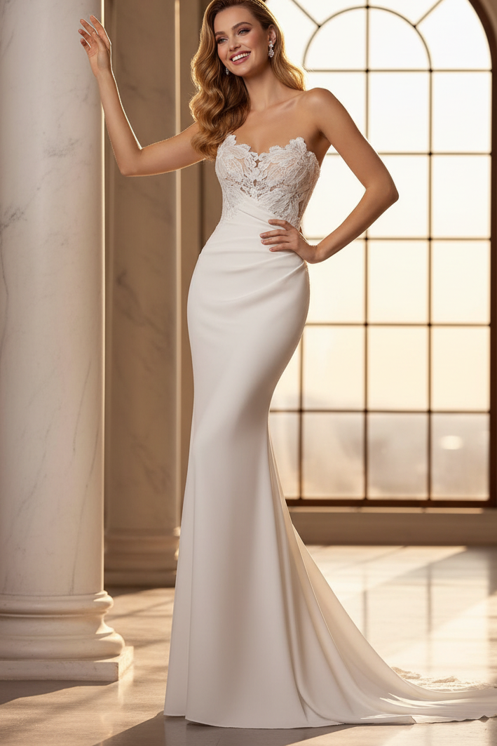 Bridal Gown with 3D Floral Lace Wedding Dress