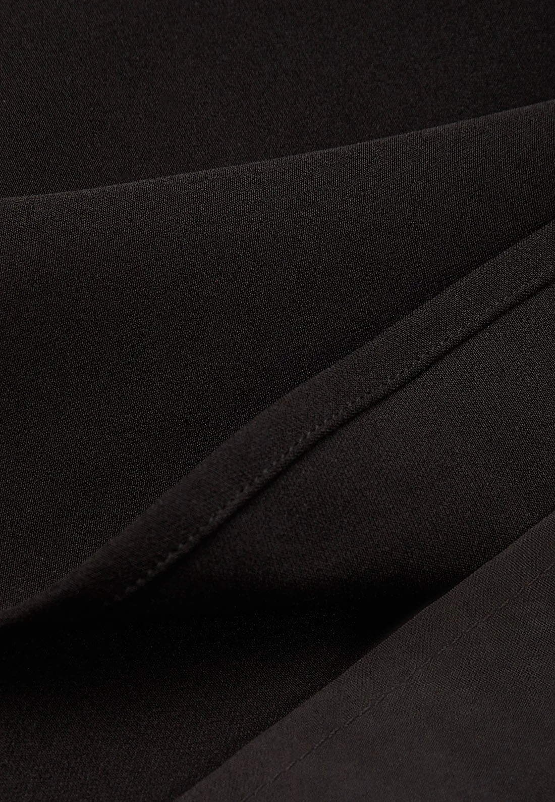 Black Buckle Notched Sleeveless A-Line Midi Dress
