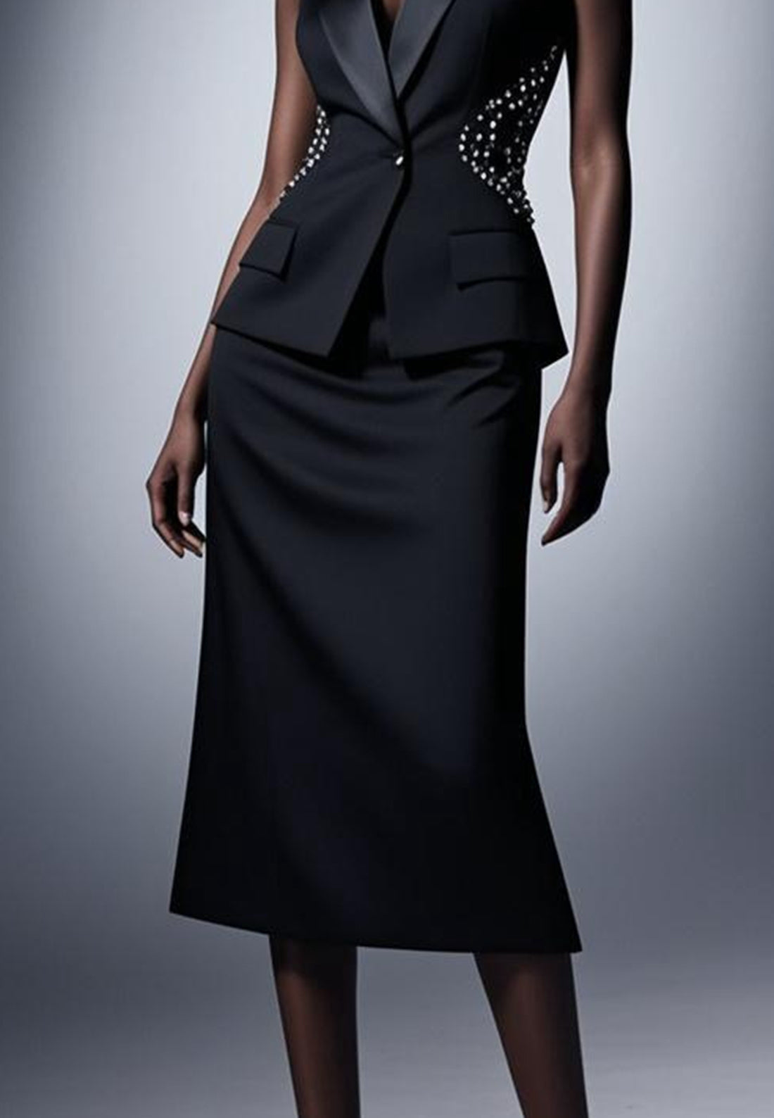 Blazer Dress Beaded Sleeveless Sheath Work Dress