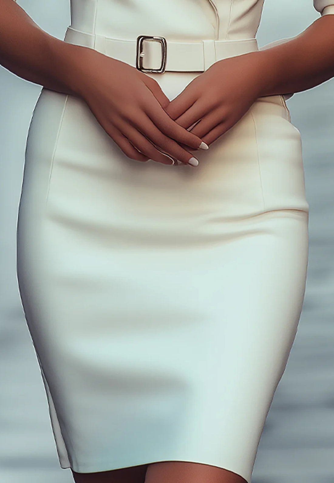 Blazer Half Sleeves Belt Short Mini Work Dress