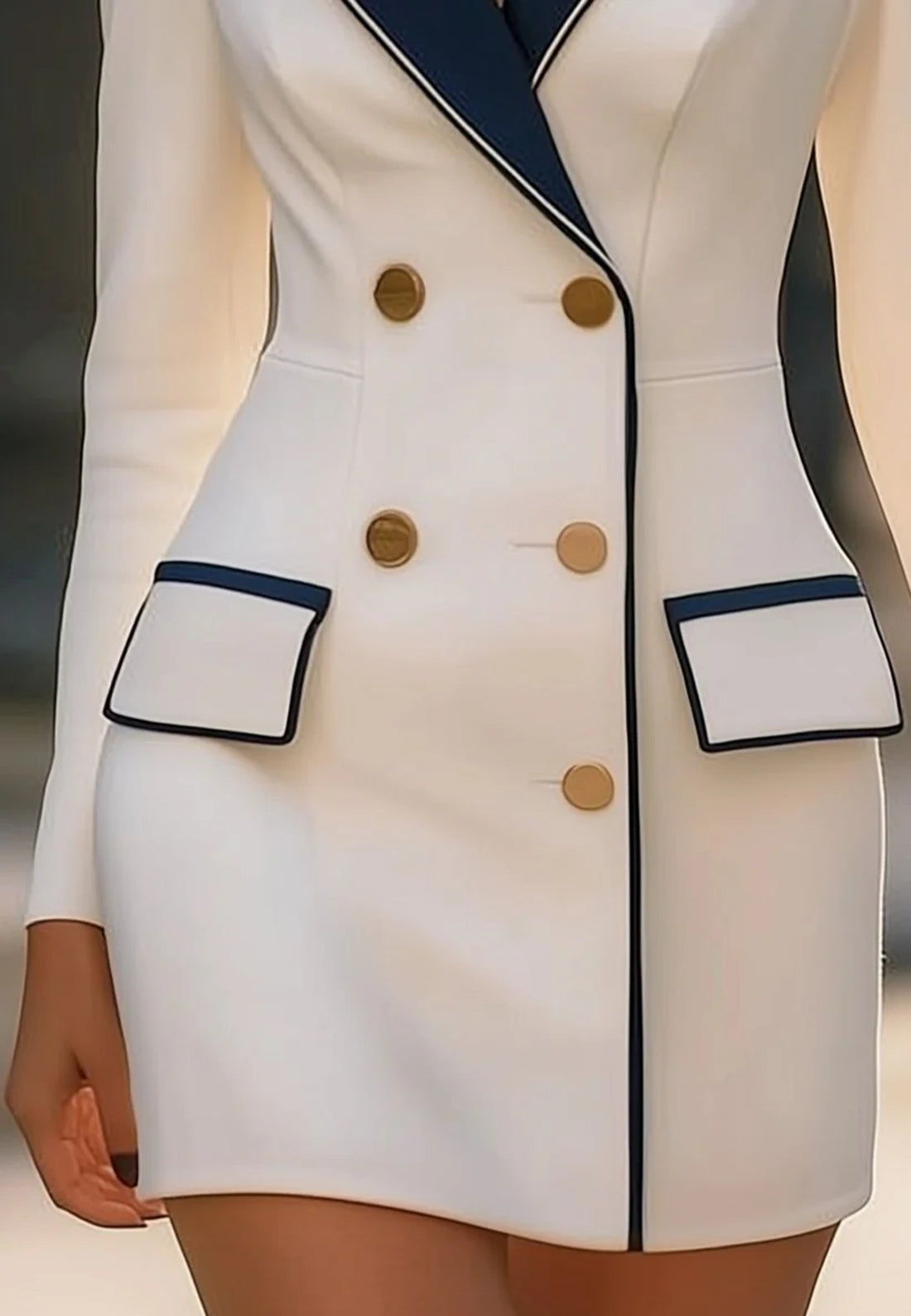 Blazer Long Sleeves Button Short Sheath Work Dress