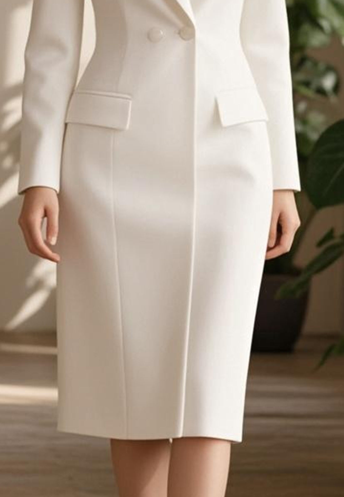 Blazer V-Neck Long Sleeves Sheath Work Dress