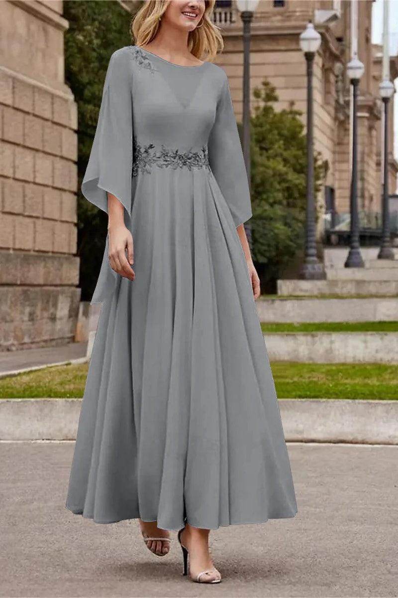 A Line Princess Jewel Neck Ankle Length Sequins Mother Dresses CM0355