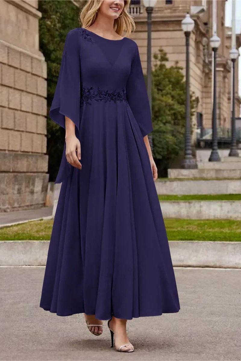 A Line Princess Jewel Neck Ankle Length Sequins Mother Dresses CM0355