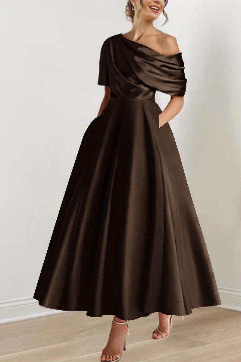 A Line One shoulder Half Sleeve Ankle Length Mother Dresses CM0366
