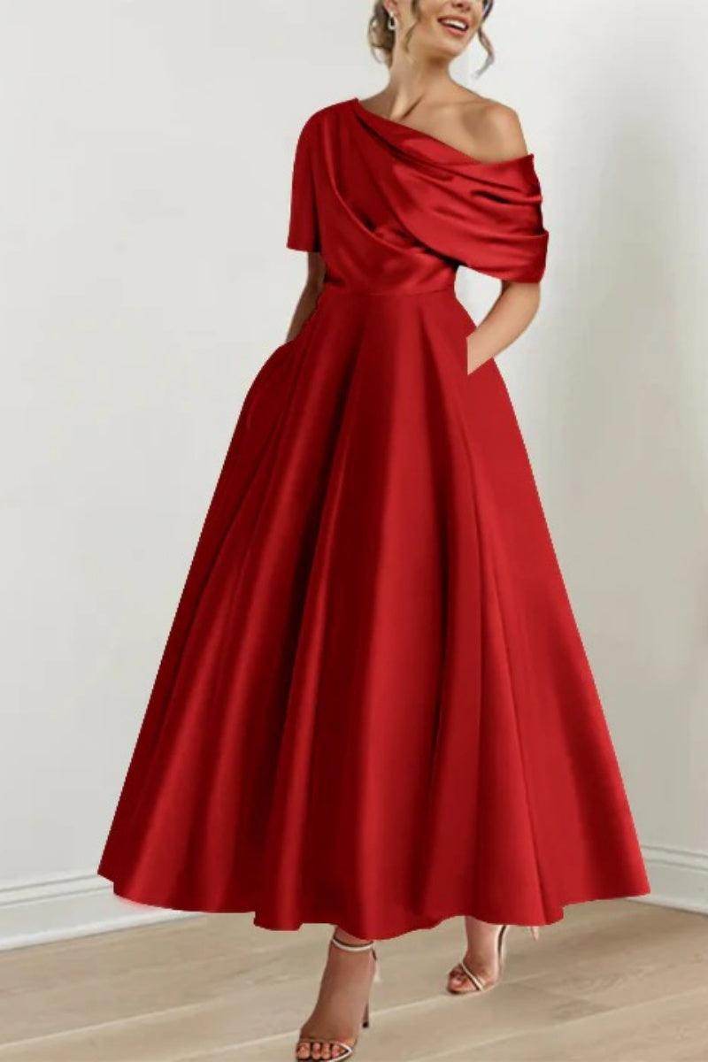 A Line One shoulder Half Sleeve Ankle Length Mother Dresses CM0366