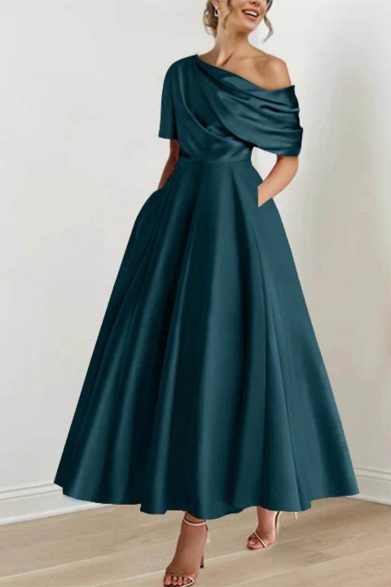 A Line One shoulder Half Sleeve Ankle Length Mother Dresses CM0366