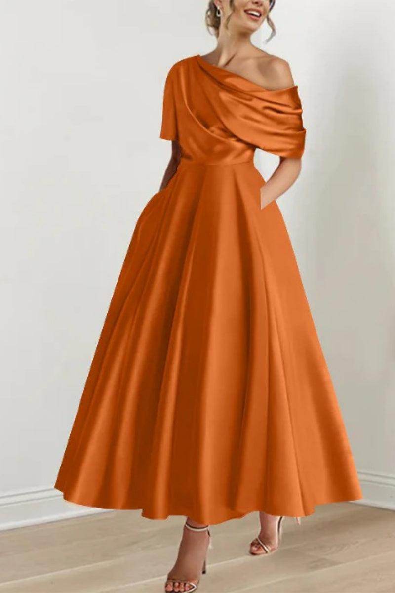 A Line One shoulder Half Sleeve Ankle Length Mother Dresses CM0366