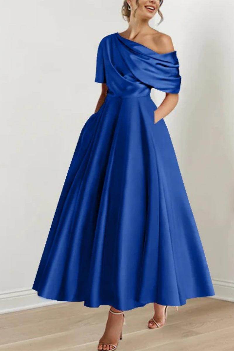 A Line One shoulder Half Sleeve Ankle Length Mother Dresses CM0366