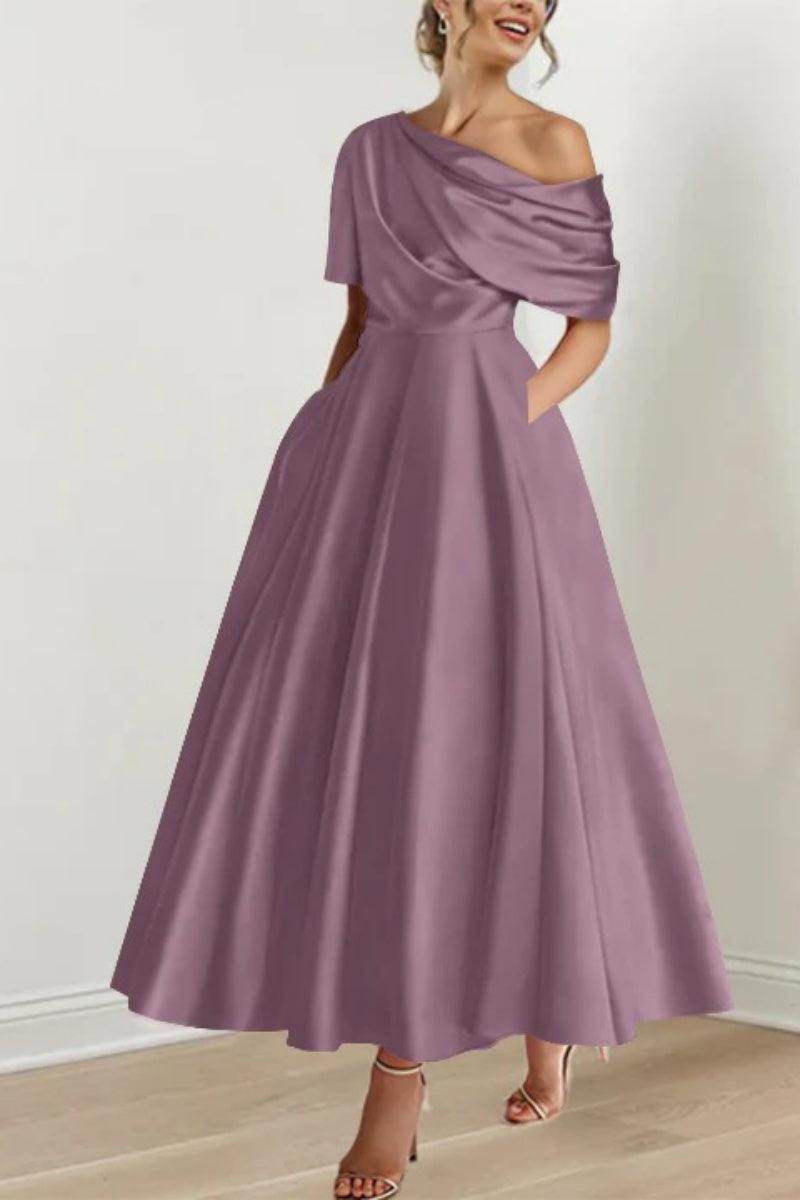 A Line One shoulder Half Sleeve Ankle Length Mother Dresses CM0366