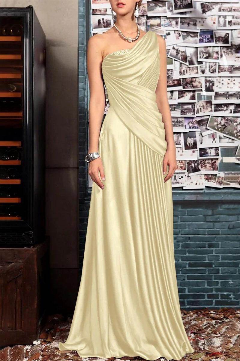 A Line One shoulder Half Sleeve Ankle Length Mother Dresses CM0366