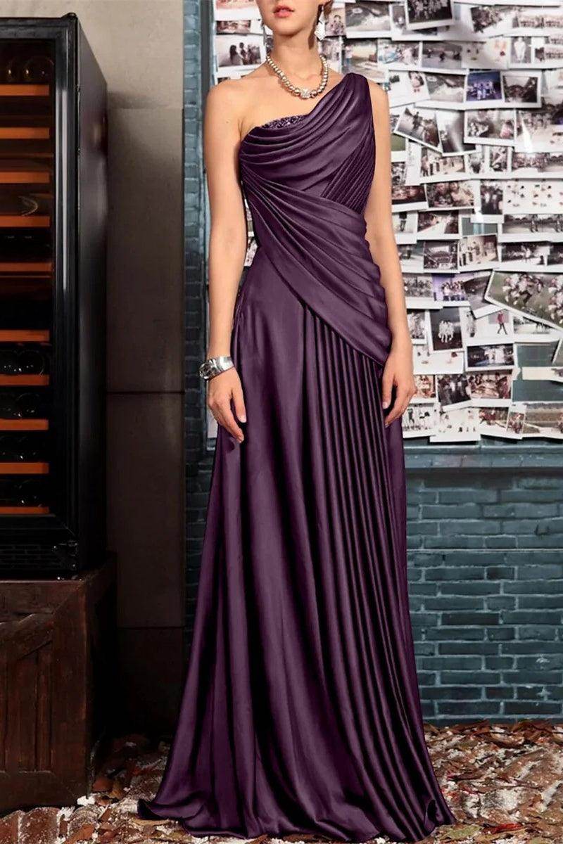 A Line One shoulder Half Sleeve Ankle Length Mother Dresses CM0366