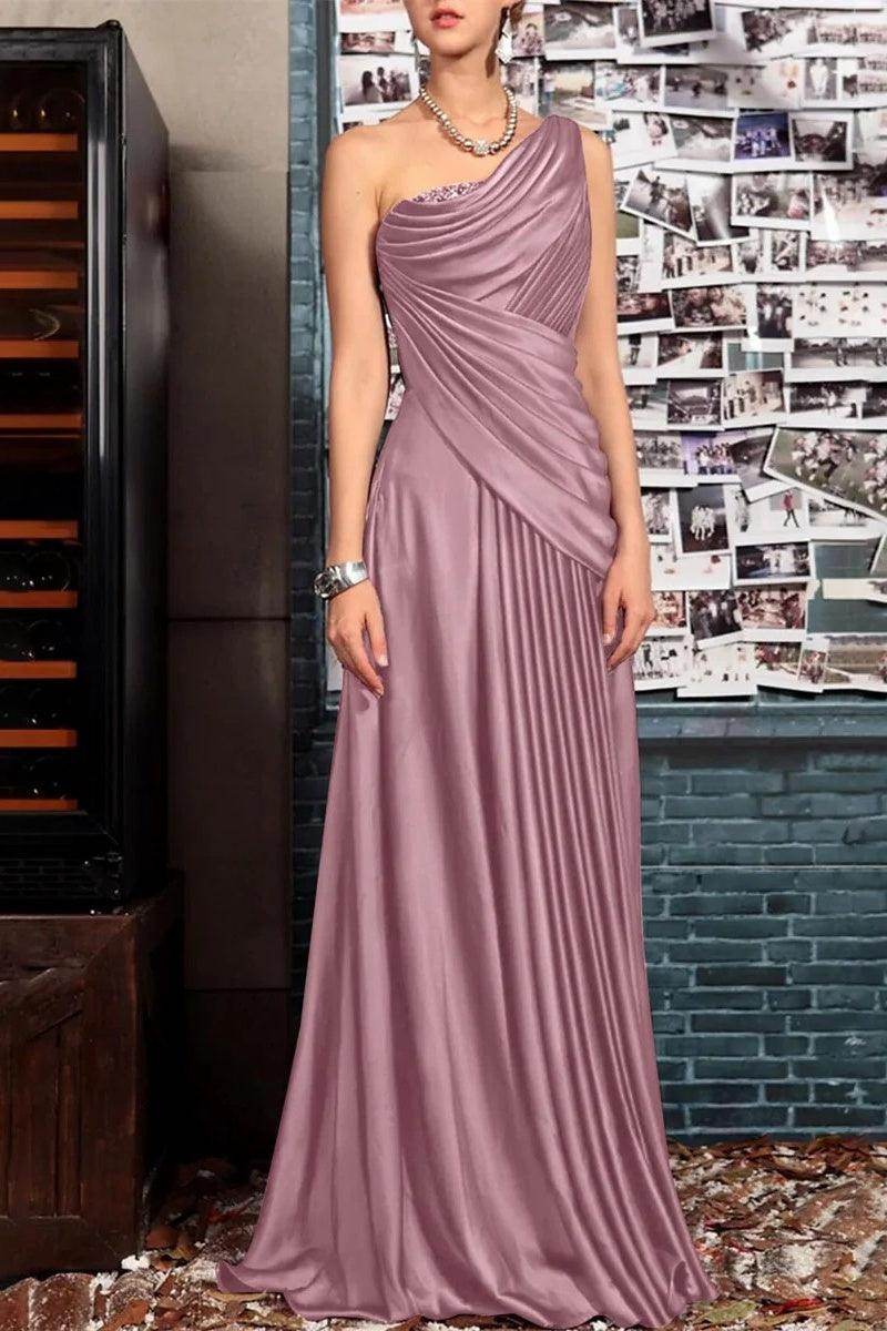 A Line One shoulder Half Sleeve Ankle Length Mother Dresses CM0366