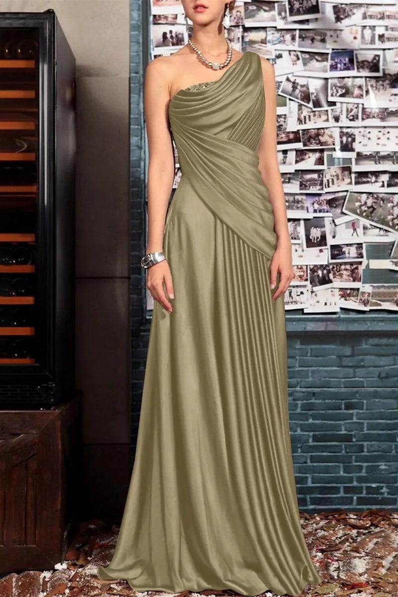 A Line One shoulder Half Sleeve Ankle Length Mother Dresses CM0366