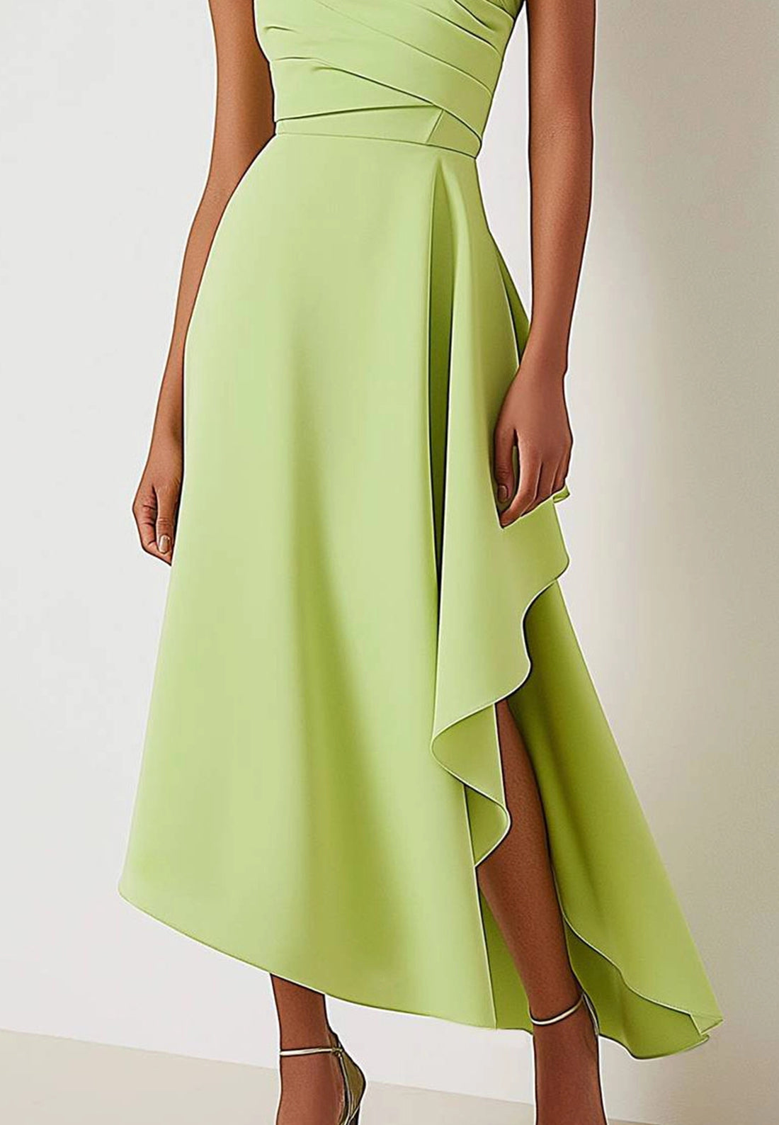 Cocktail Party Sleeveless Dress Green Knee-Length Dress