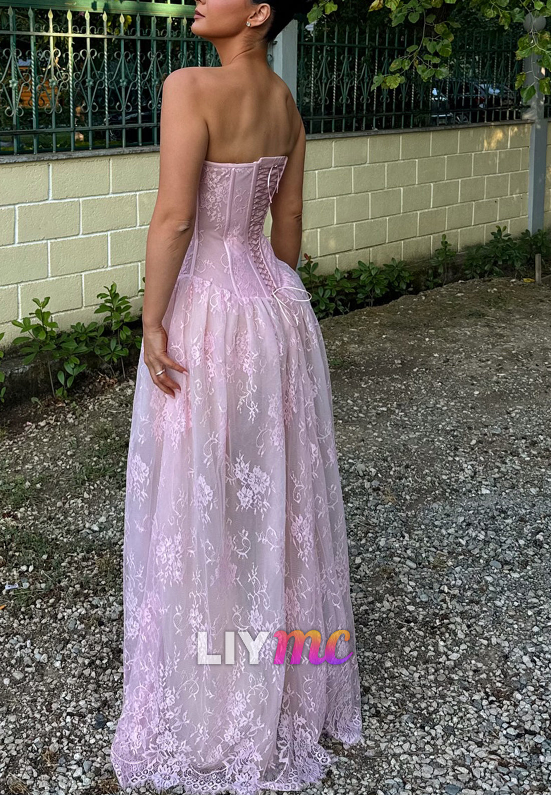 Corset Sweetheart Sleeveless Lace Appliques A-Line Formal Dress