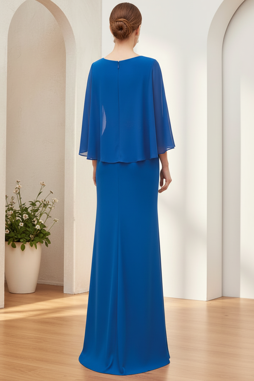 Mermaid Dress with V-Neck and Jeweled Appliqué
