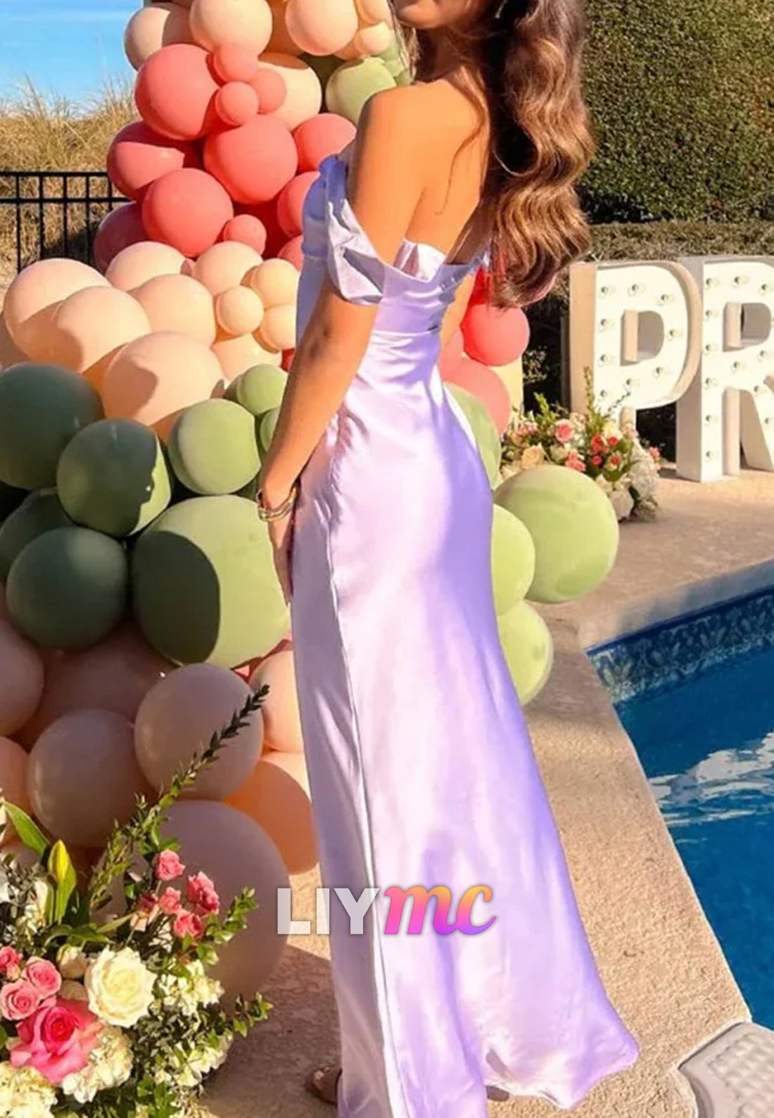 Off The Shoulder Sheath Satin Long Prom Dresses