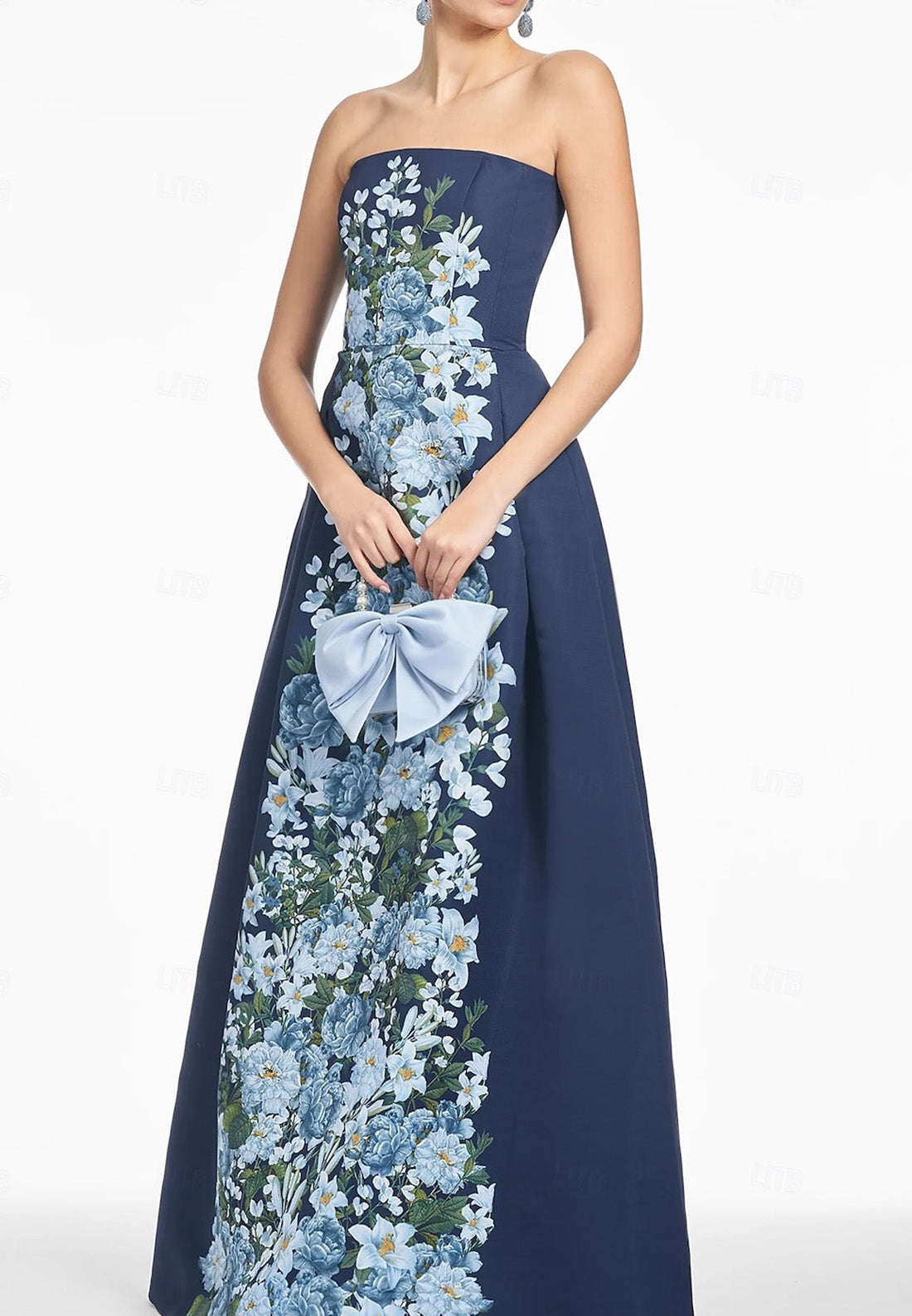 Floral A-Line Evening Gown Elegant Dress Formal Wedding Floor Length Sleeveless