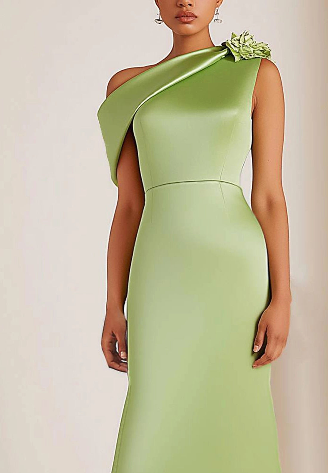 Formal One-shoulder Dress Green Party Floor Length Dress