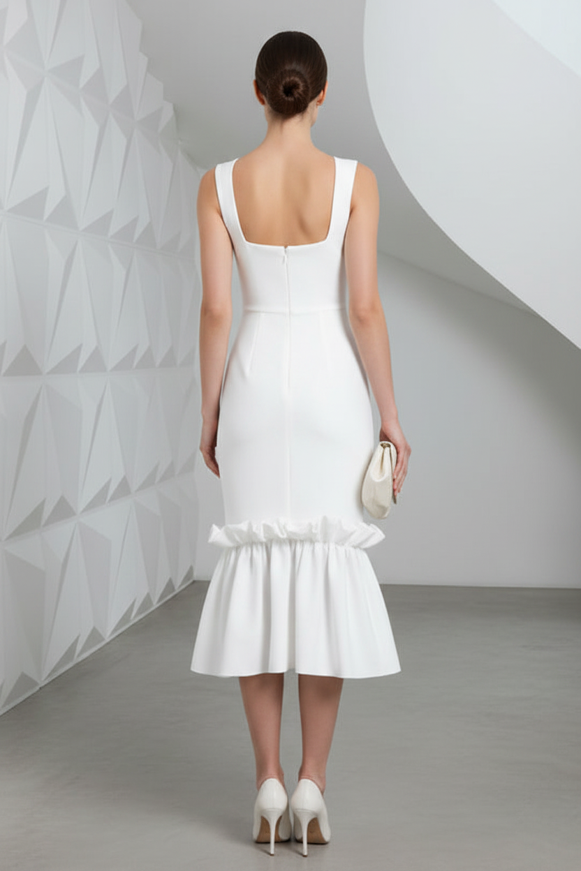 Scoop Pleated Mermaid Cocktail Dress