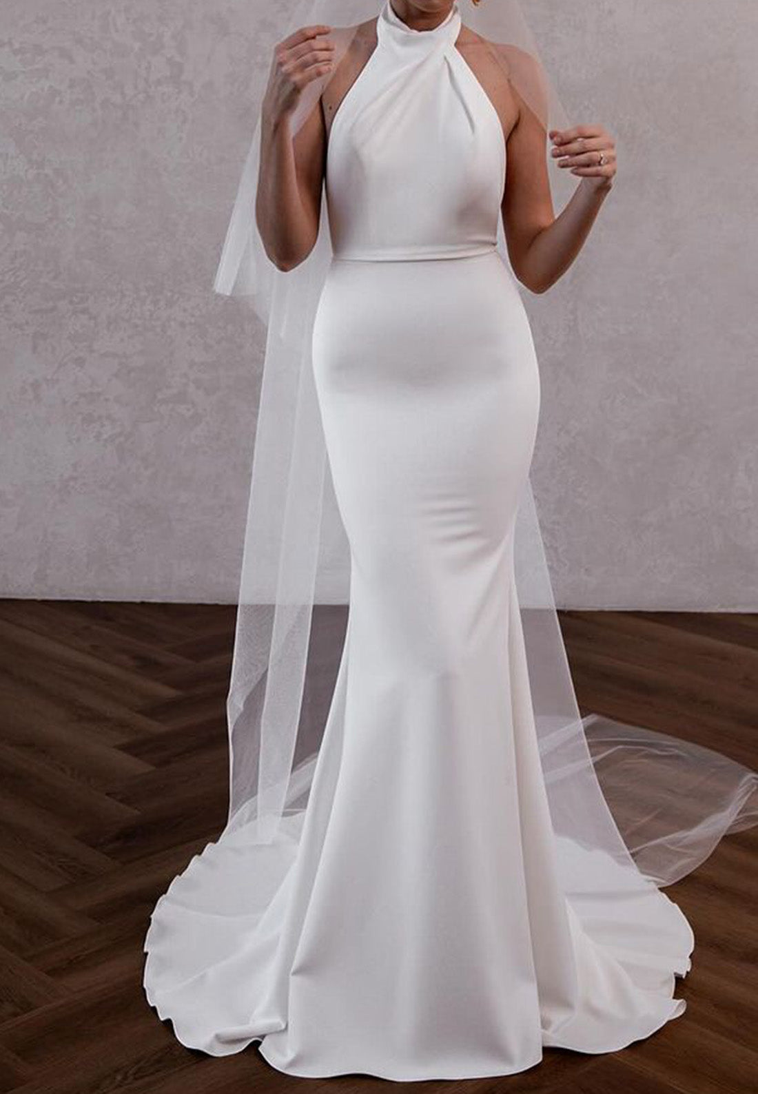 Halter Sleeveless Backless Sweep Train Mermaid Wedding Dress Dress