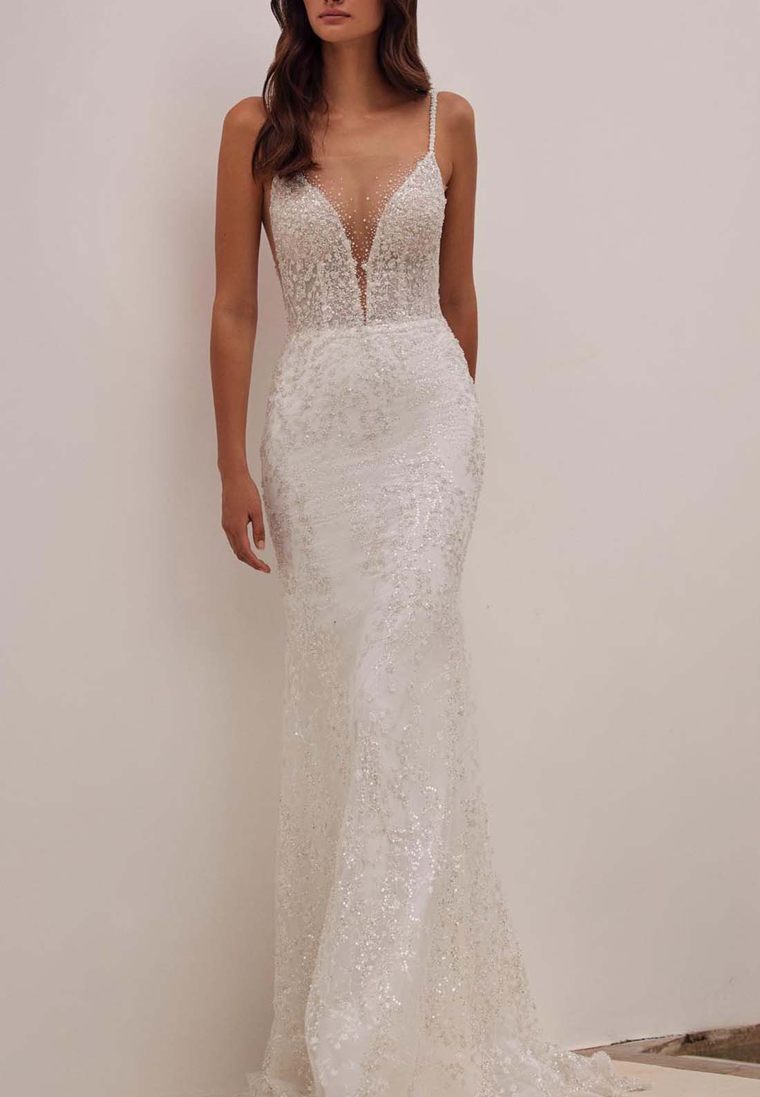V-Neck Spaghetti Straps Appliques Sparkly Mermaid Beach Wedding Dress Liymc V-Neck Spaghetti Straps Appliques Sparkly Mermaid Beach Wedding Dress Liymc