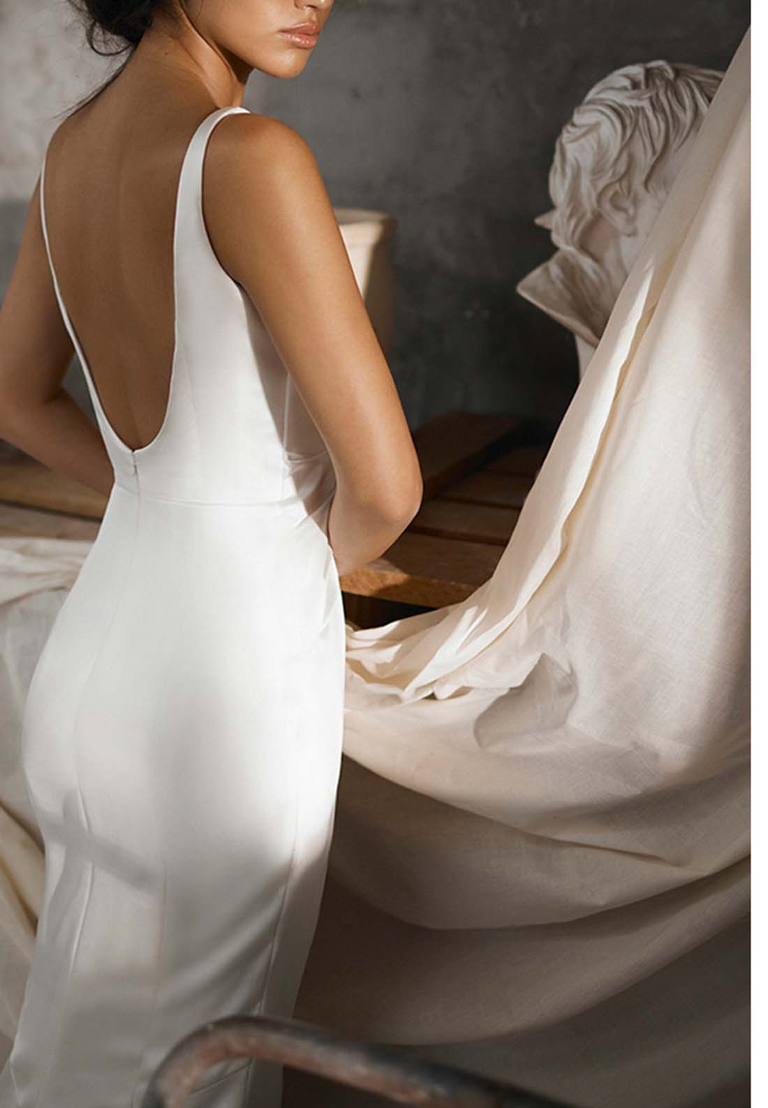 Sweetheart Straps Sleeveless Sleek Ruched Sheath Beach Wedding Dress
