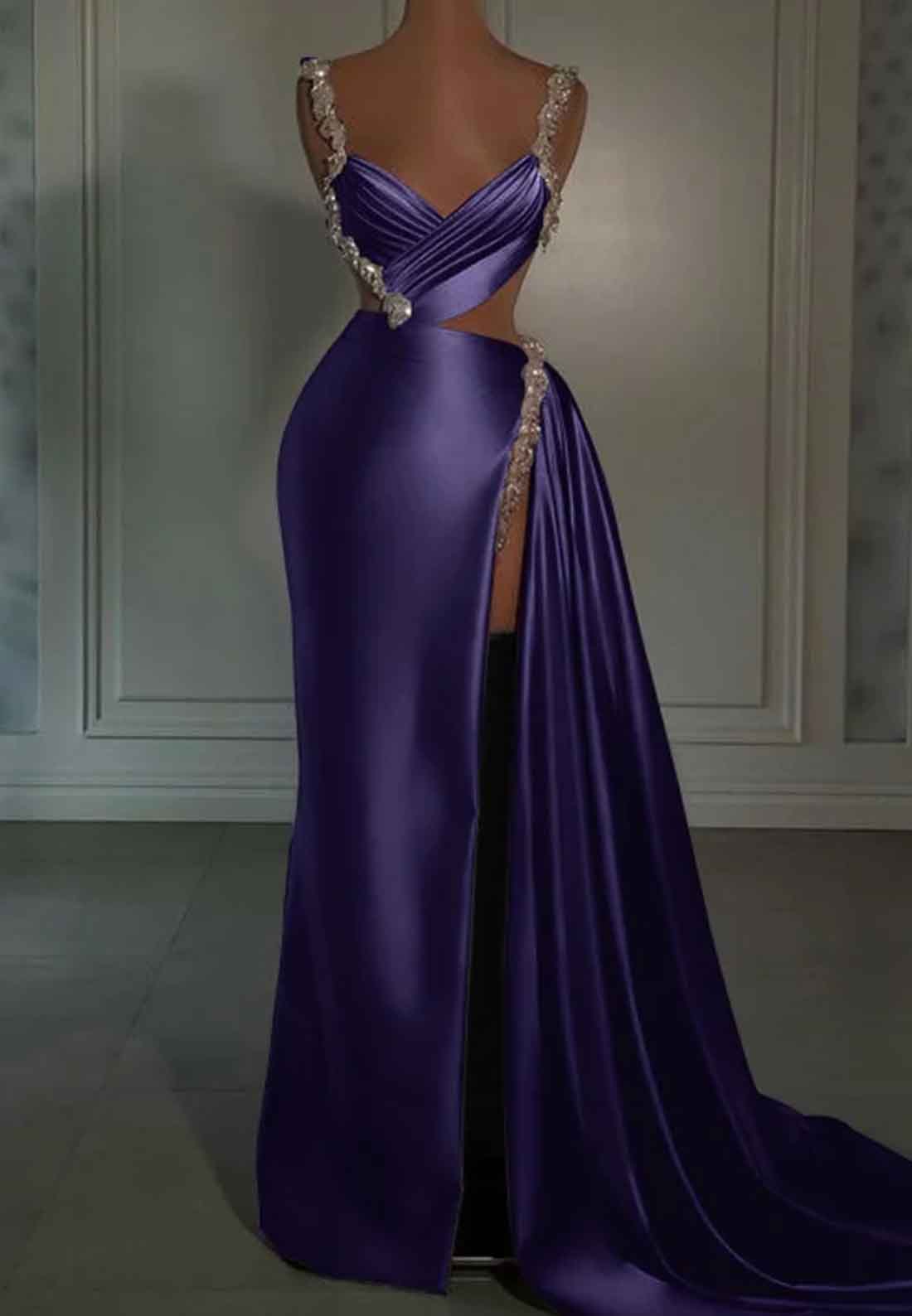 Glamorous Pink Prom Dress Sweetheart Spaghetti Strap With High Slit Trail